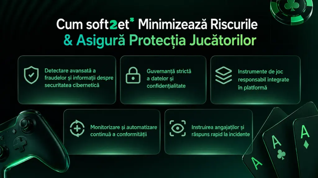 Soft2Bet minimizează riscurile și protejează jucătorii infographic