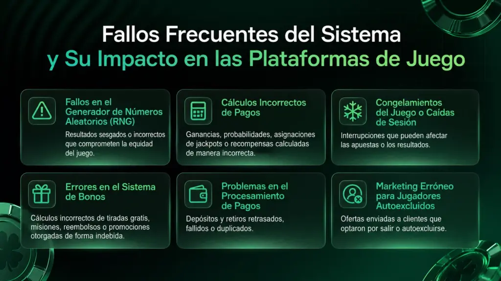 Soft2Bet fallos del sistema en plataformas de juego infographic
