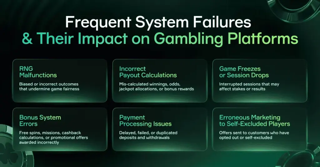 Soft2Bet gambling platform system failures infographic