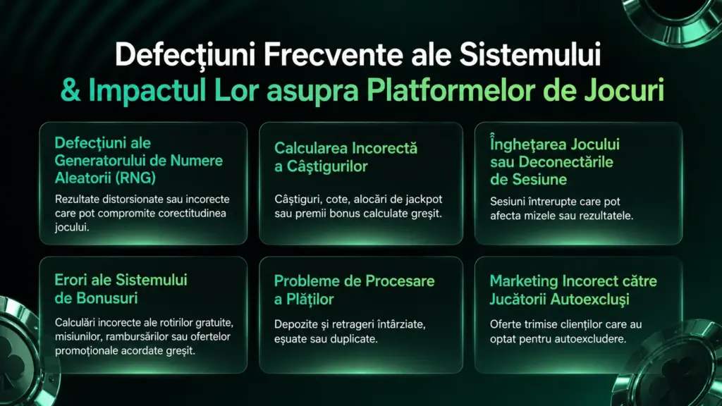 Soft2Bet defecțiuni frecvente ale sistemului în platforme de joc infographic
